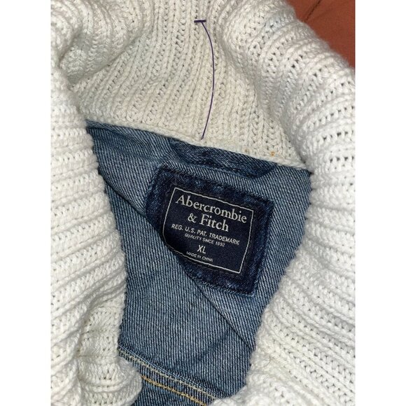 Abercrombie & Fitch Blue Denim Knit Waterfall Collar Jean Jacket Women's Size XL - Picture 8 of 10